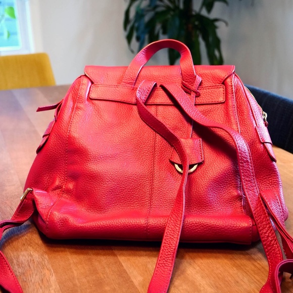 RADLEY LONDON Red Pebbled Leather Flapover Backpack, Red - Picture 2 of 10